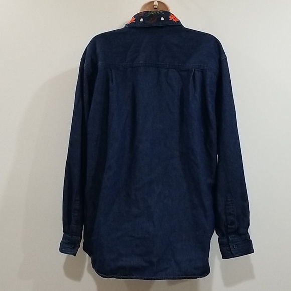 Style studio blue denim embroidered collar shirt - Picture 8 of 13